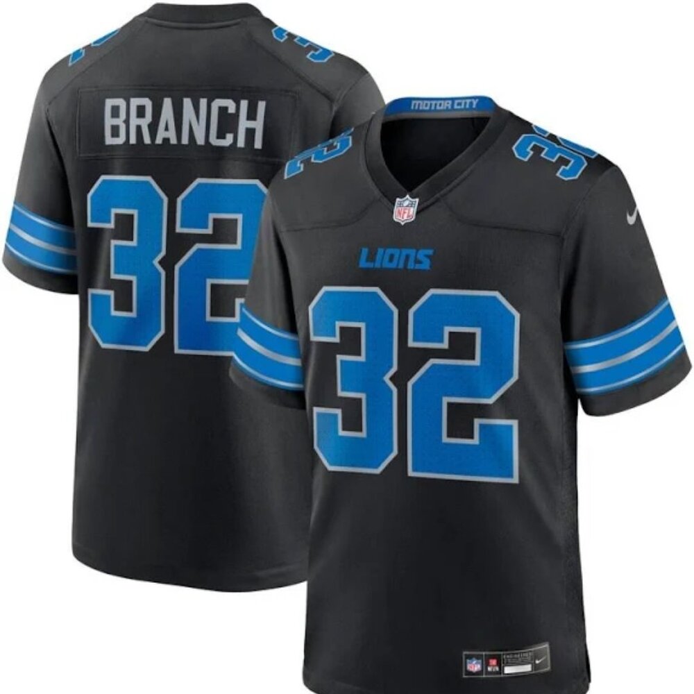 Mens Kids Youths  Brian Branch Black Stitched Jersey